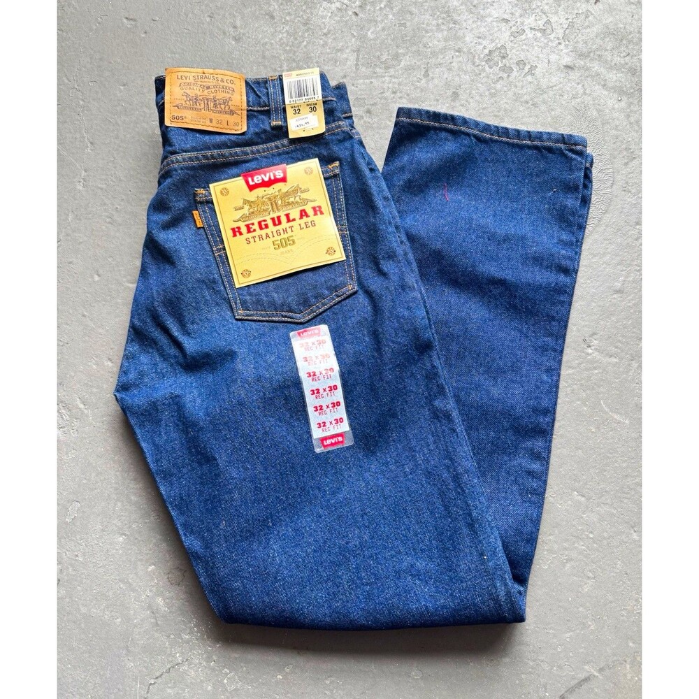Vintage 90s Levi’s 505 Denim Jeans Dark Wash Blue Cotton 5-Pocket NWT